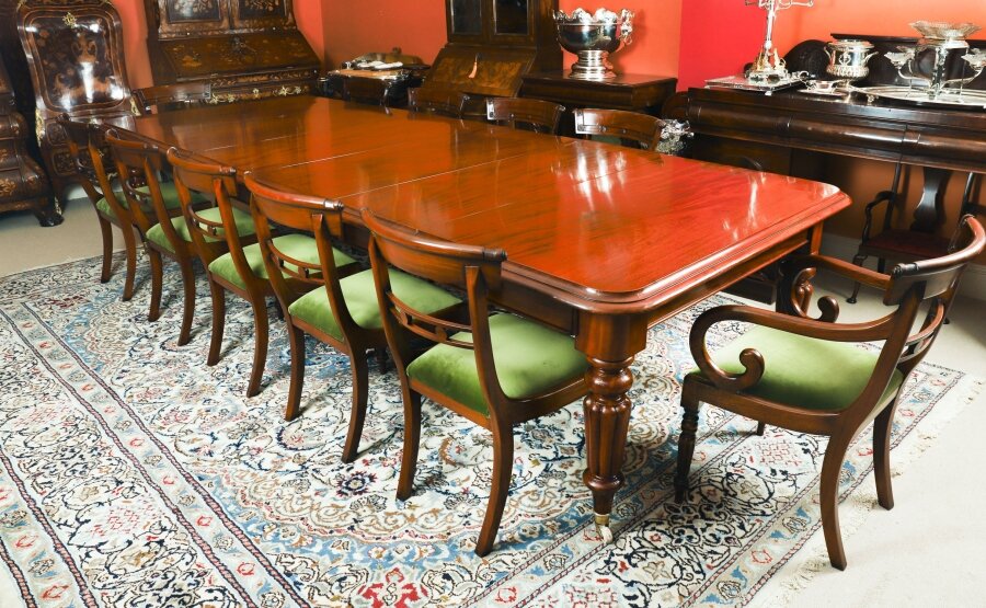 Antique Victorian Mahogany Dining Tabl 19th C & 12 Bar back dining chairs | Ref. no. A4530b | Regent Antiques