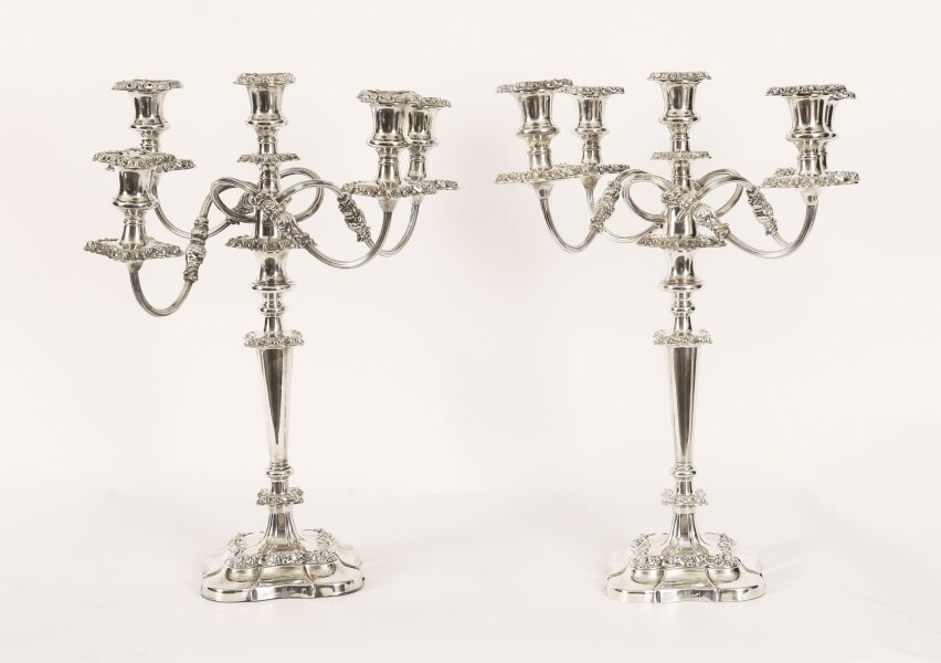 Antique Pair Large Five Light Silver Plate Candelabra by Mappin & Webb 19th C | Ref. no. A4535 | Regent Antiques