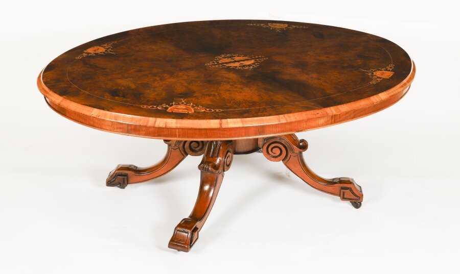 Antique Burr Walnut & Marquetry Inlaid Oval Coffee Table 19th Century | Ref. no. A4539 | Regent Antiques