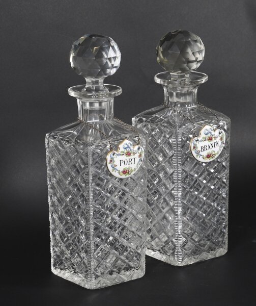 Antique Victorian Pair of Hobnail Cut  Crystal Decanters  Circa 1880 19th C | Ref. no. A4541 | Regent Antiques