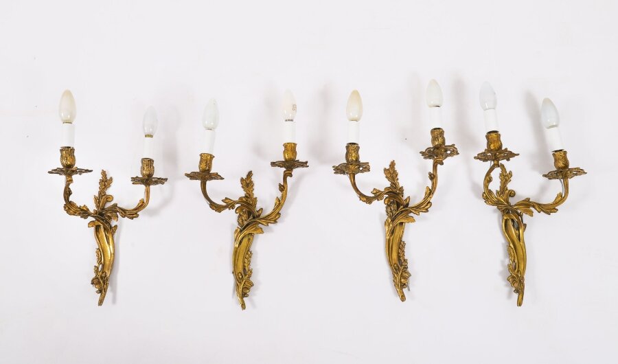 Antique Set of 4 French Rococo Style Ormolu Wall Lights C1870 | Ref. no. A4550a | Regent Antiques