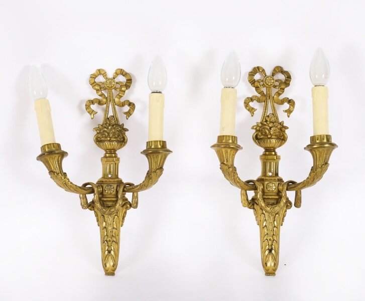 Antique Pair of French Louis Revival 2 Branch  Ormolu Wall Lights C1860 | Ref. no. A4557 | Regent Antiques