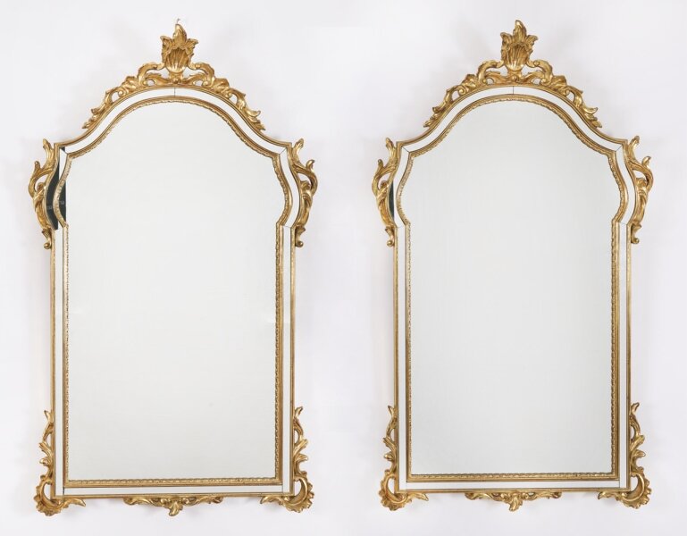 Vintage Pair Symmetrical Giltwood Mirrors 107x61cm  40x24 inches Mid 20th C | Ref. no. A4583 | Regent Antiques