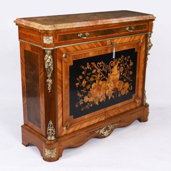 Antique French Floral Marquetry Marble Topped Side Cabinet Circa 1900 | Ref. no. A4636 | Regent Antiques