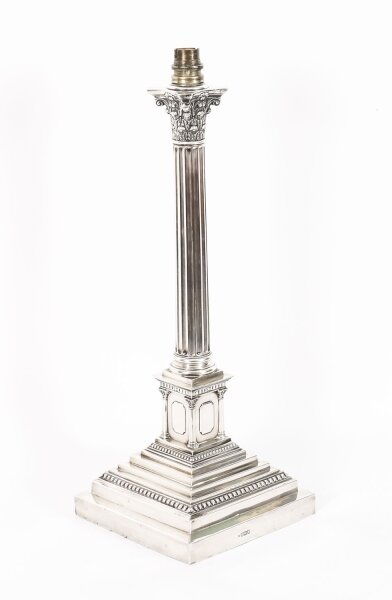 Antique 18" Sterling Silver Corinthian Column Table Lamp Walter Latham & Son1910 | Ref. no. A4695 | Regent Antiques