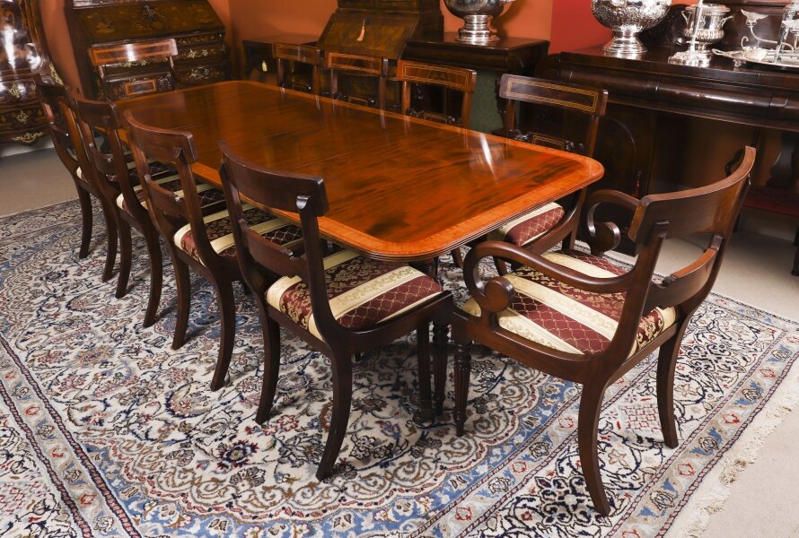 Vintage Regency Revival Dining Table by William Tillman & 10 Chairs 20th C | Ref. no. A4705a | Regent Antiques