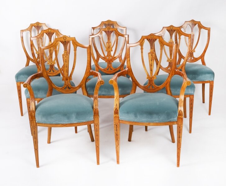 Antique Set 8 Shieldback Satin wood Dining Chairs Cowtan & Sons  19th C | Ref. no. A4734 | Regent Antiques