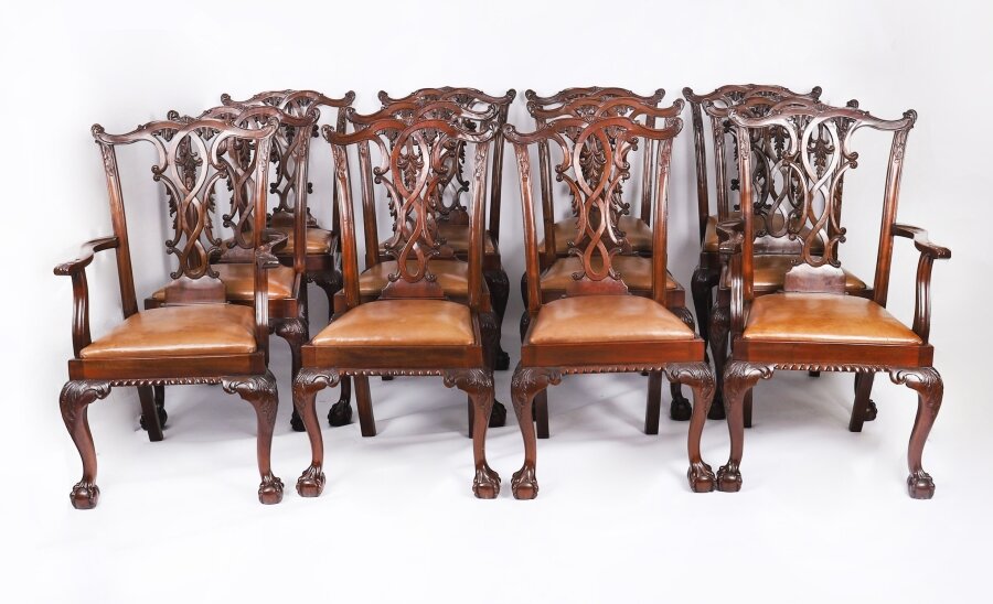 Antique Set of 12 Mahogany Chippendale Dining Chairs Circa 1900 | Ref. no. A4736 | Regent Antiques