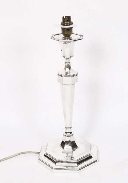Antique George V Art Deco Sterling Silver Column Table Lamp Dated 1927 | Ref. no. A4748 | Regent Antiques