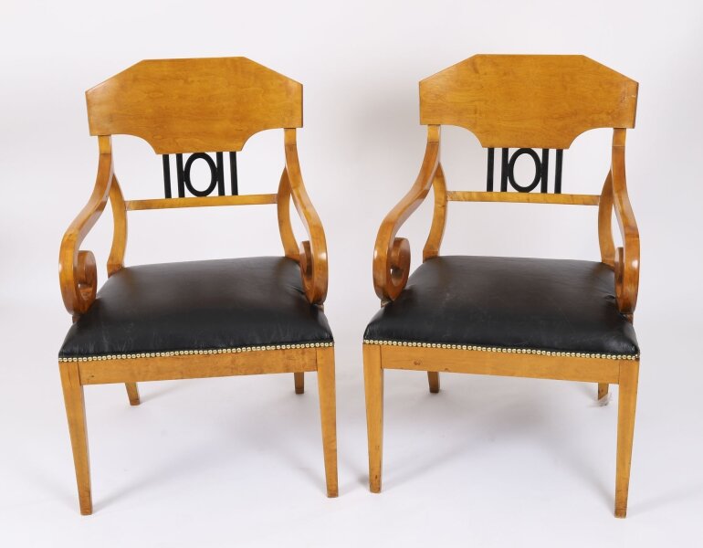 Antique Pair Swedish Biedermeier Birchwood Ebonized Armchairs 19th Century | Ref. no. A4777 | Regent Antiques