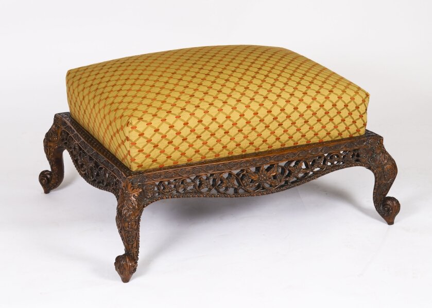 Antique Large Anglo-Indian Stool Ottoman Coffee table 19th C 95x75cm | Ref. no. A4779 | Regent Antiques