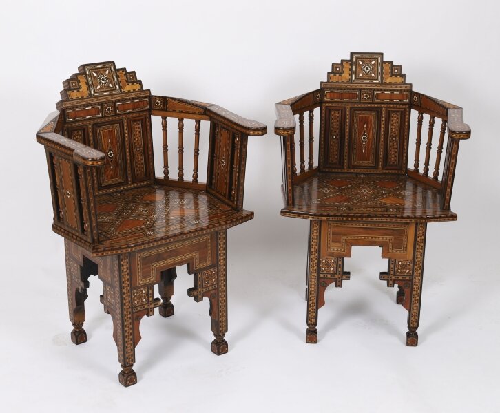 Antique Pair  Levantine Parquetry Inlaid armchairs 19th C | Ref. no. A4804d | Regent Antiques
