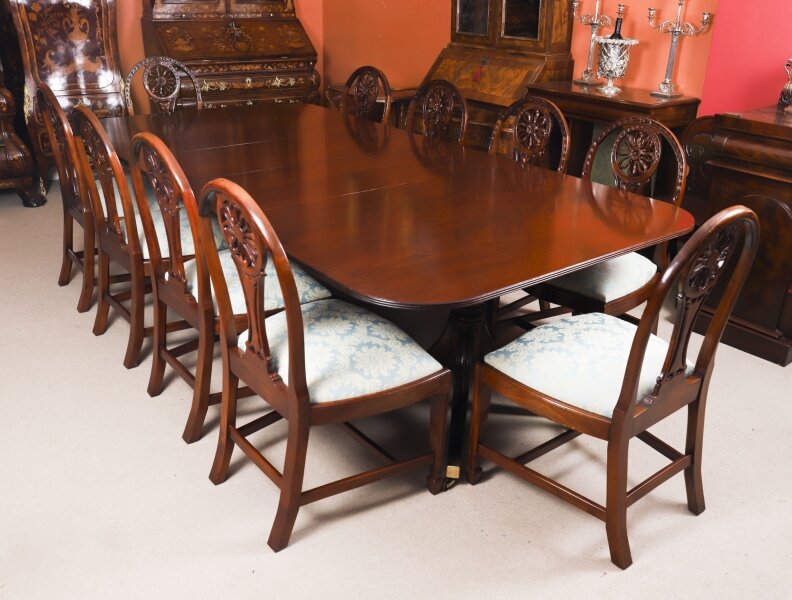 Vintage 9ft Dining Table by William Tillman & 10 Dining Chairs 20th C | Ref. no. A4809b | Regent Antiques