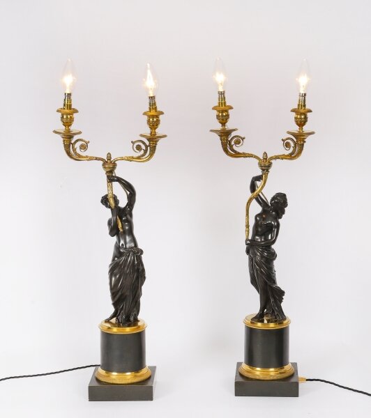 Antique Pair Fine French Bronze & Ormolu Two Light Candelabra 19th C | Ref. no. A4825 | Regent Antiques