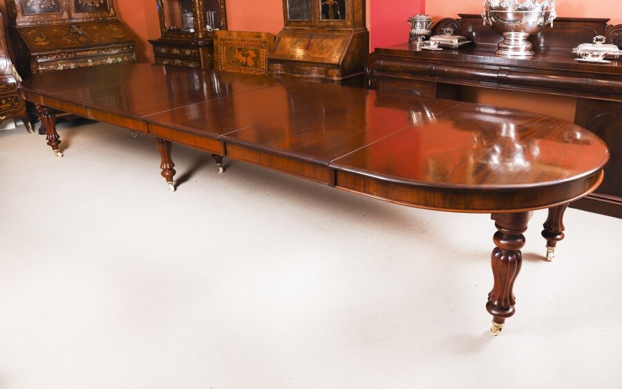 Antique 15ft George III Cuban Flame Mahogany Extending Dining Table Circa 1810 | Ref. no. A4847 | Regent Antiques