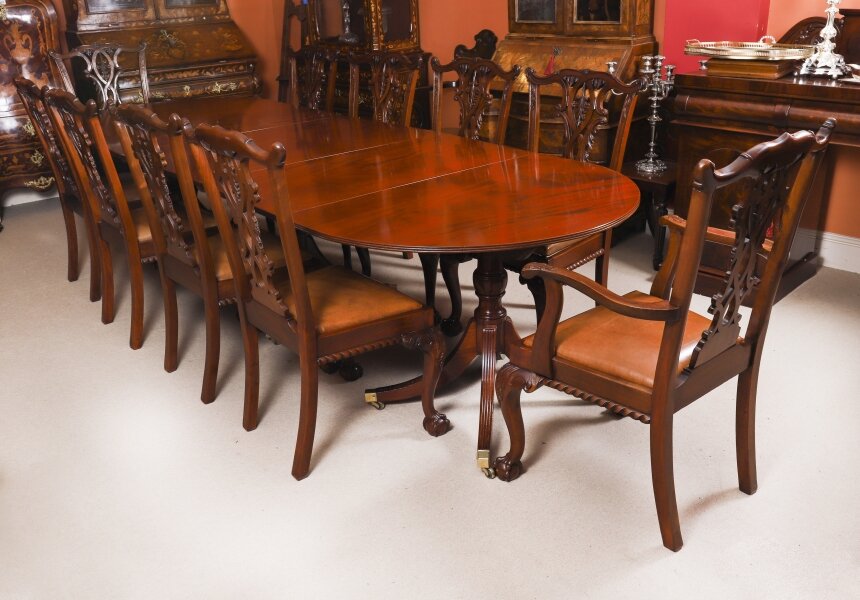 Antique 11ft Regency Triple Pillar Dining Table C 18230  & 10 Chairs  20th C | Ref. no. A4869b | Regent Antiques