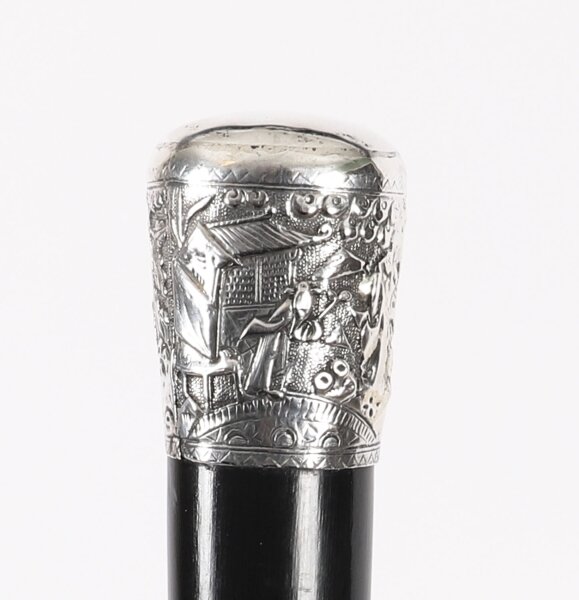 Antique Silver & Malacca Chinese Walking Stick Cane 19th C  92cm/36inches | Ref. no. A4873 | Regent Antiques