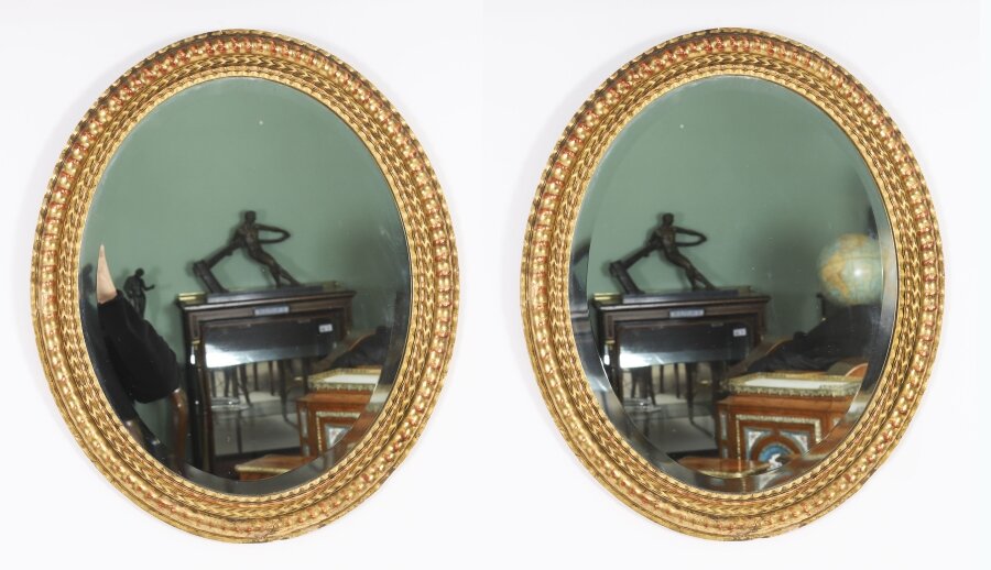 Antique Pair French Rococo Oval Giltwood Mirrors 19th Century  58x49cm | Ref. no. A4902 | Regent Antiques