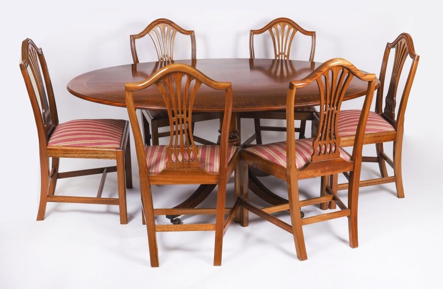 Vintage Oval Dining Table & 6 sheild back chairs by William Tillman 20th C | Ref. no. A5010a | Regent Antiques