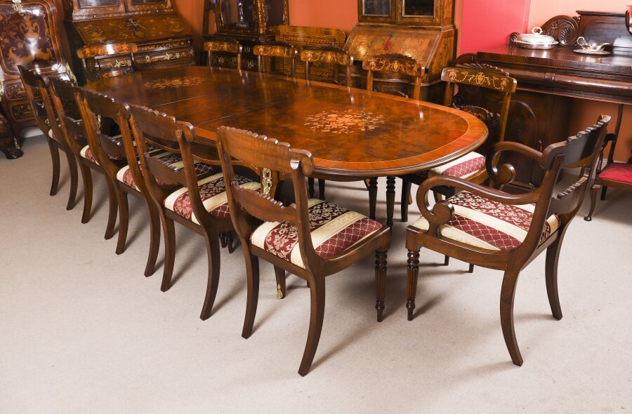 Antique French Louis Revival Dining Table and12 Walnut chairs 20th C | Ref. no. A5029a | Regent Antiques