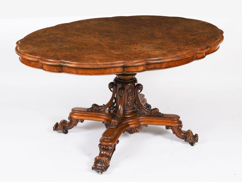 Antique Burr Walnut Oval Tilt Top Loo Dining Table Circa 1860 19th Century | Ref. no. A5068 | Regent Antiques