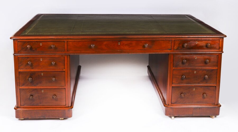 Antique Victorian 6ft Flame Mahogany Partners Pedestal Desk c.1870  19th C | Ref. no. A5077 | Regent Antiques