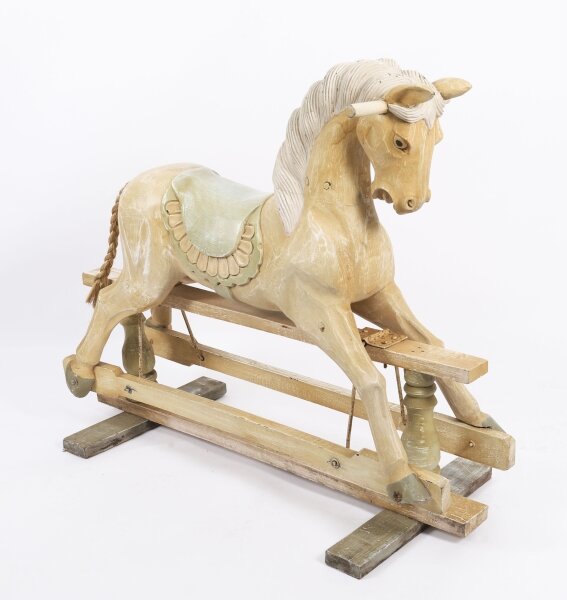 Vintage French Blond Polychromed Rocking Horse Mid 20th Century | Ref. no. A5092 | Regent Antiques