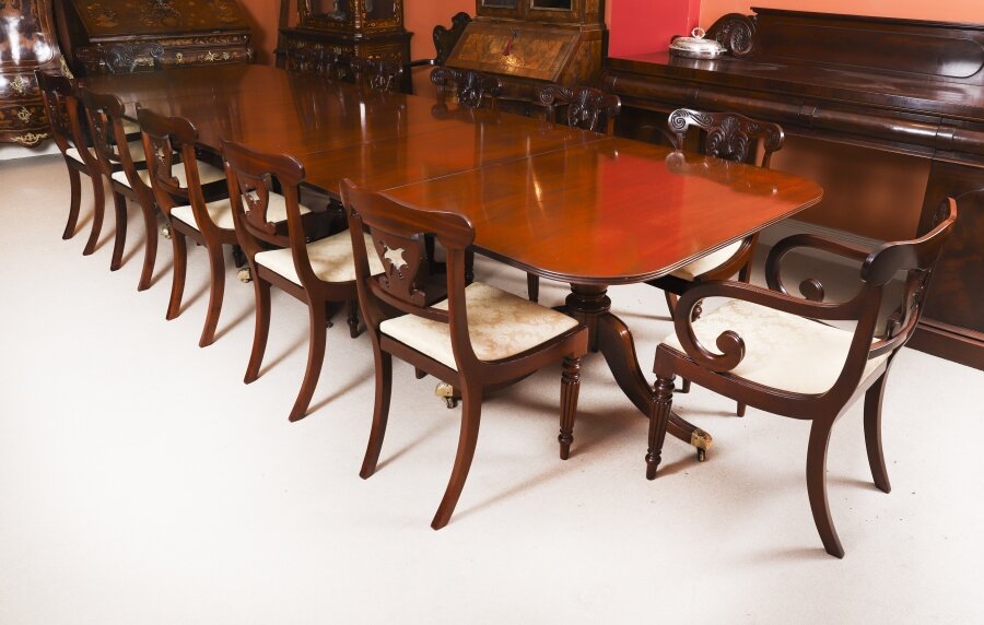 Antique 13ft  Whytock & Reid Triple Pillar Dining Table & 12 chairs 19th C | Ref. no. A5127b | Regent Antiques
