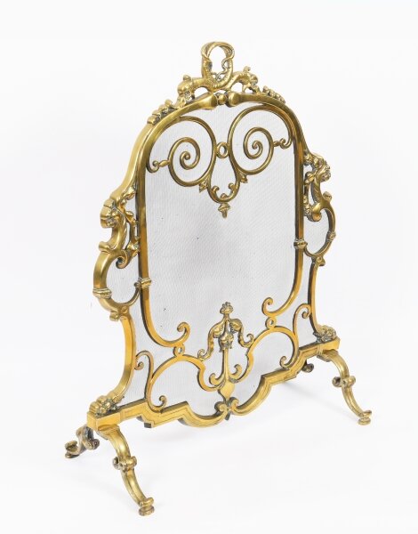 Antique French Louis Revival Brass Mesh Dolphin Fire Screen 19th Century | Ref. no. A5145 | Regent Antiques