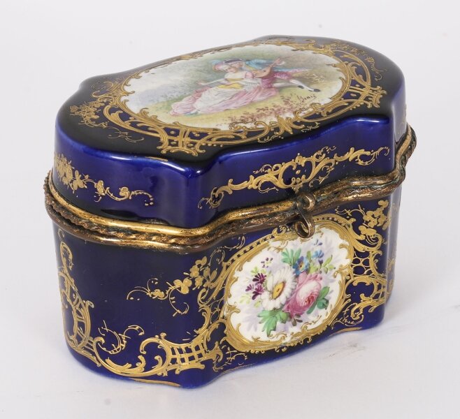 Antique French Cobalt Blue Sevres Porcelain Jewellery Casket 19th C | Ref. no. A5153 | Regent Antiques