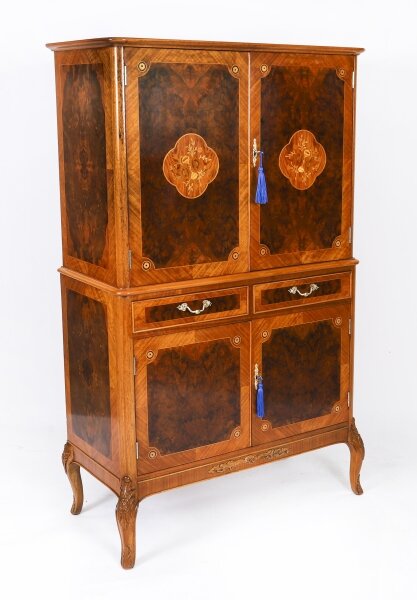 Antique Art Deco Walnut Marquetry Cocktail Cabinet Dry Bar by Epstein C 1930 | Ref. no. A5191 | Regent Antiques