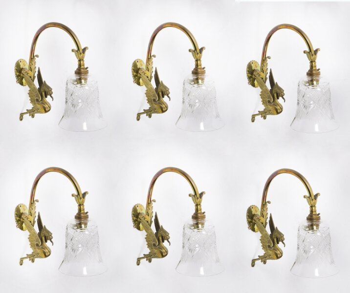 Antique Set of 6 Neo-Classical Ormolu & Glass Griffin Wall Lights Circa 1900 | Ref. no. A5205 | Regent Antiques
