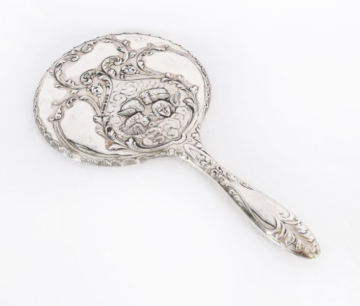 Antique Sterling Silver Cherubs Hand Mirror S Blanckensee & Son Birmingham 1912 | Ref. no. A5213a | Regent Antiques