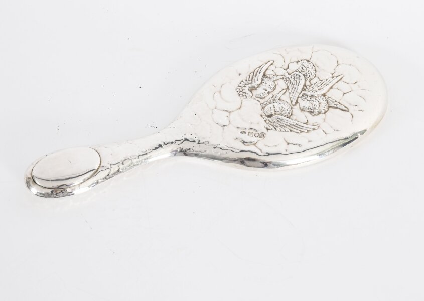 Antique Edwardian Sterling Silver & Embossed Hand Mirror Charles Boyton 1902 | Ref. no. A5213b | Regent Antiques