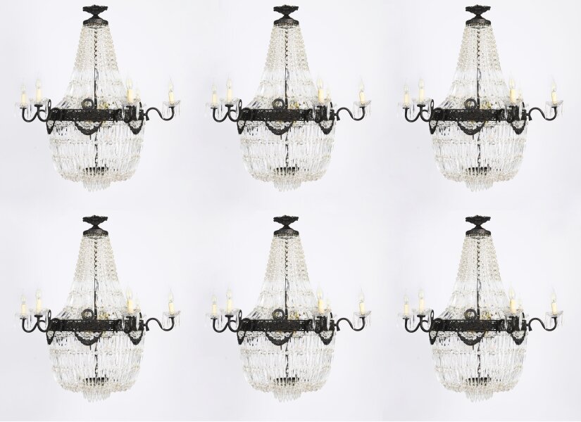 Antique Set 6 Louis Revival 14 light Ballroom Cut Crystal Tent Chandeliers c1920 | Ref. no. A5228Z | Regent Antiques