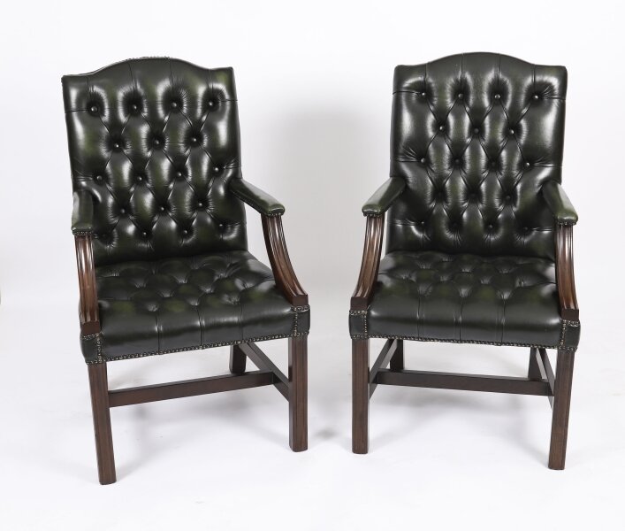 Vintage Pair English Green Gainsborough Leather Desk Chairs 20th C | Ref. no. A5261a | Regent Antiques