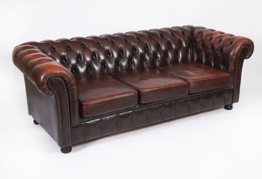 Vintage English Button Back Leather Chesterfield Sofa Mid 20th Century | Ref. no. A5262 | Regent Antiques
