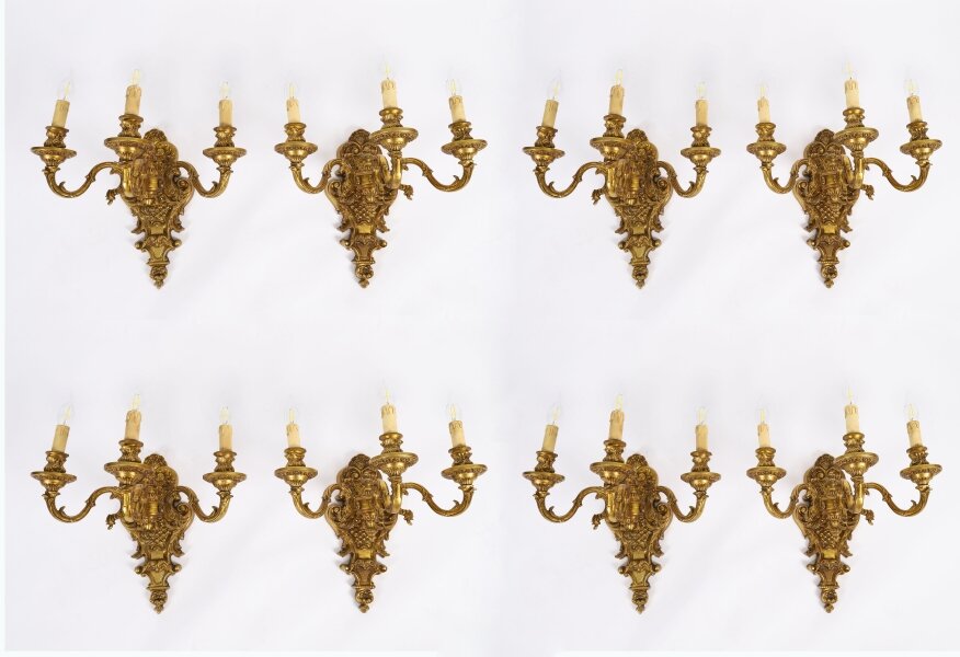 Antique set of 8  French Gilt Bronze Ormolu Wall Lights Appliques Circa 1900 | Ref. no. A5266b | Regent Antiques