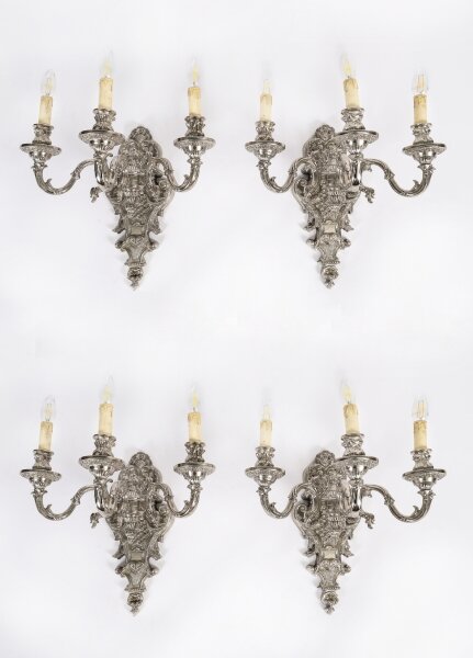 Antique Set of 4 French Silver Plated Wall Lights Appliques Circa 1900 | Ref. no. A5267 | Regent Antiques