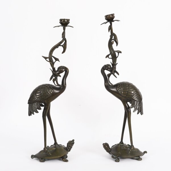 Antique Pair Japanese Bronze Pricket Candlesticks 19th C | Ref. no. A5280 | Regent Antiques