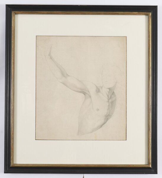 Antique  Drawing on Paper Figural Study\