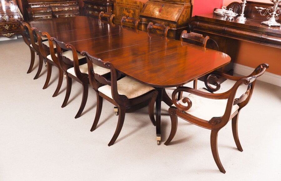 VintageTwin Pillar Dining Table & 10 Chairs by William Tillman 20th C | Ref. no. A5283 | Regent Antiques