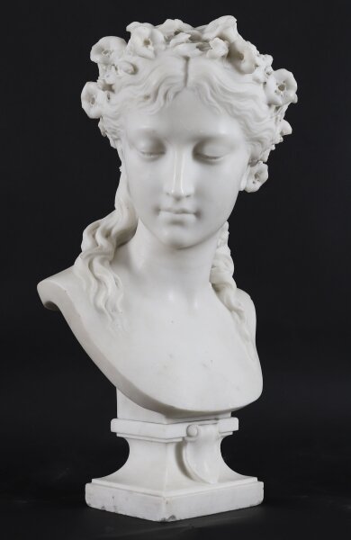Antique Carrara Marble Bust of a Grecian Lady by Eugene Aizelin c1850 19th C | Ref. no. A5307 | Regent Antiques
