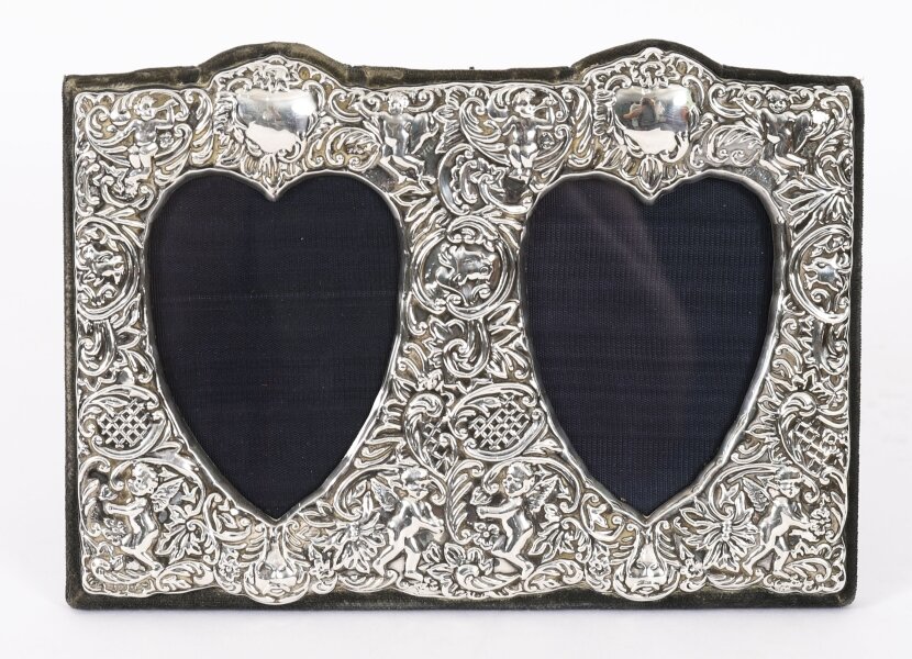 Vintage Sterling Silver Rectangular Twin Portrait Photo Frame 19th C 22x17cm | Ref. no. A5322a | Regent Antiques