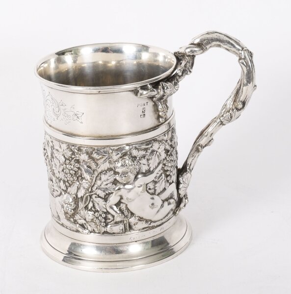 Antique Victorian Silver Plated Embossed and Engraved Mug G R Collis C1835 | Ref. no. A5335 | Regent Antiques