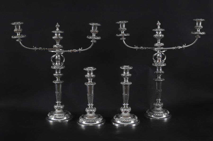 Antique Large Old Sheffield George III Candelabra 4 Piece Suite, 18th Century | Ref. no. A5336 | Regent Antiques