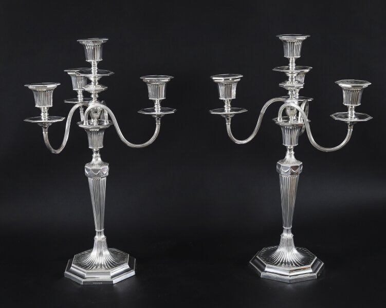 Antique Pair Silver Plated 4 Light Candelabra Hawksworth Eyre 19thC | Ref. no. A5342 | Regent Antiques