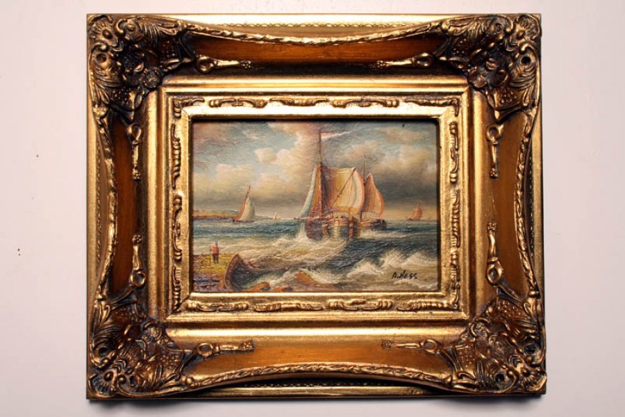 Elegant Oil Painting Sailing Ship Giltwood Frame | Ref. no. P0062 | Regent Antiques