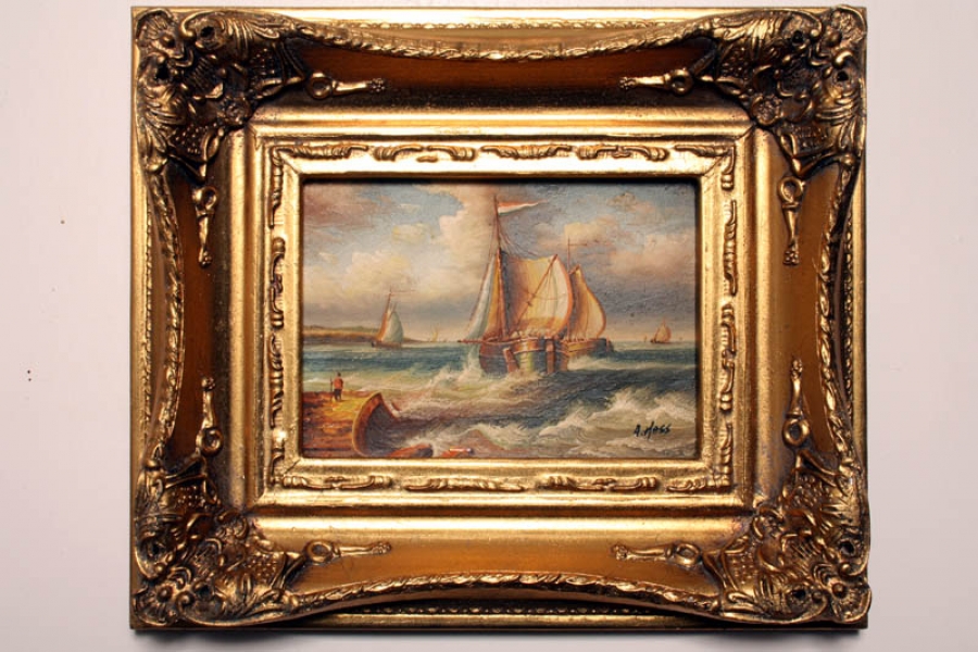 Elegant Oil Painting Sailing Ship Giltwood Frame | Ref. no. P0064 | Regent Antiques