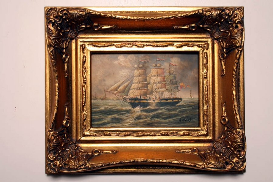 Superb Oil Painting Sailing Ship Giltwood Frame | Ref. no. P0065 | Regent Antiques